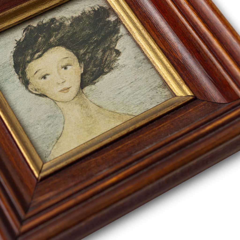 Enchanting vintage watercolor panting of young girl