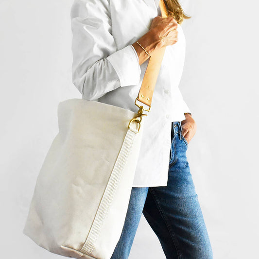 Canvas Tote Bag with Leather Strap - Versatile and Chic