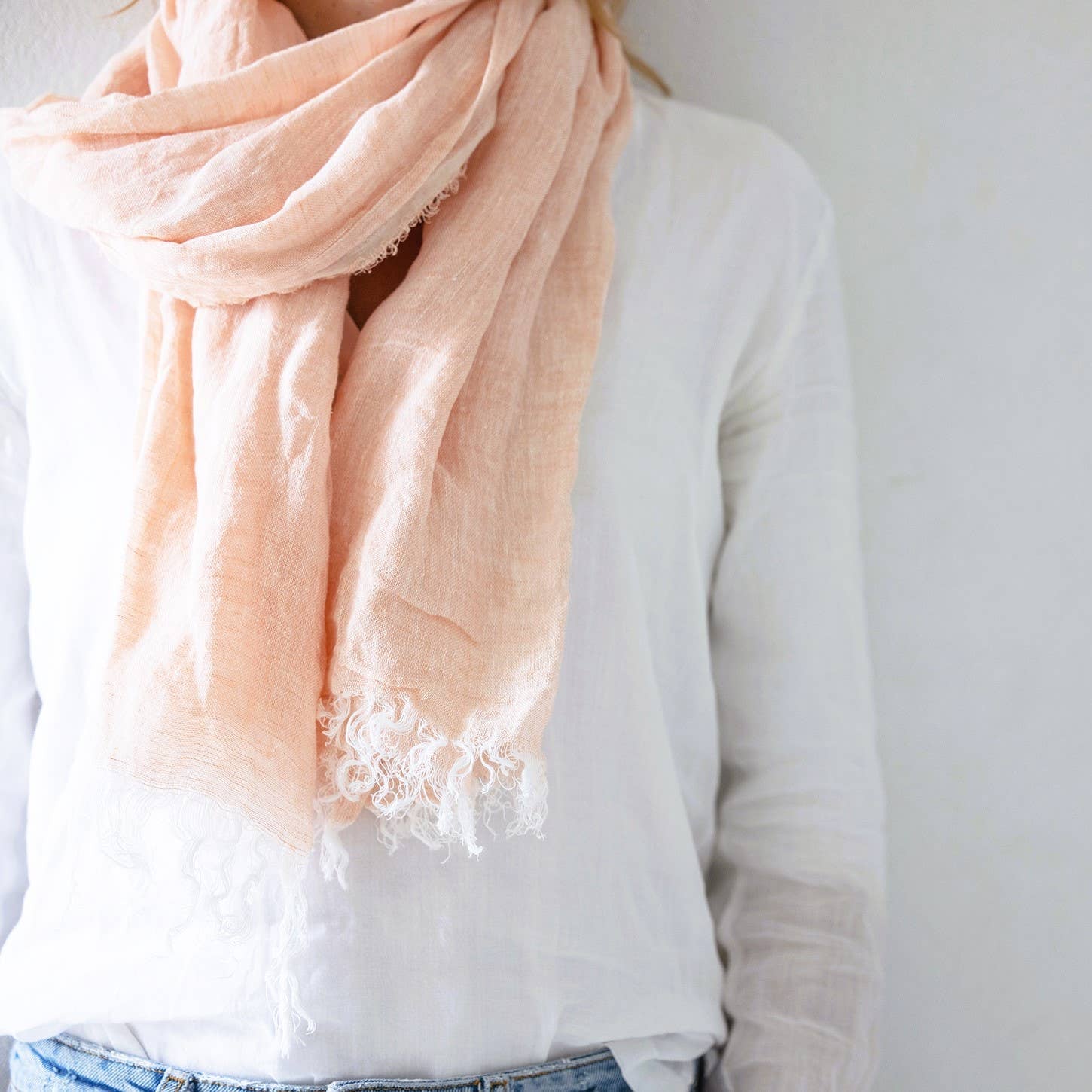 Linen Summer Scarf | Featherlight Shawl | Trouver White Linen Summer Scarf | Featherlight Shawl | Trouver –