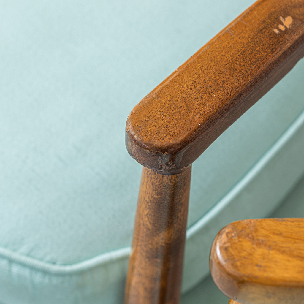 After Hans Wegner Scandinavian Club Chairs in Teak with Original Cane Backs and Klismos Arms