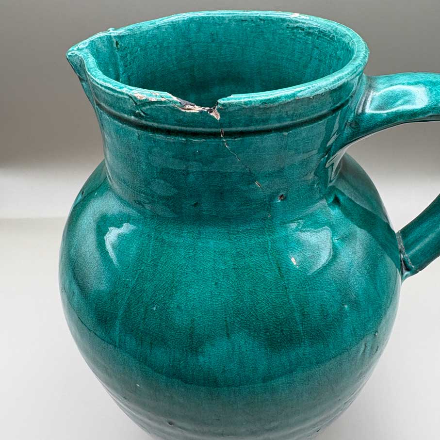 French Green Glazed Pitchers | Antique & Handmade Pottery | Trouver