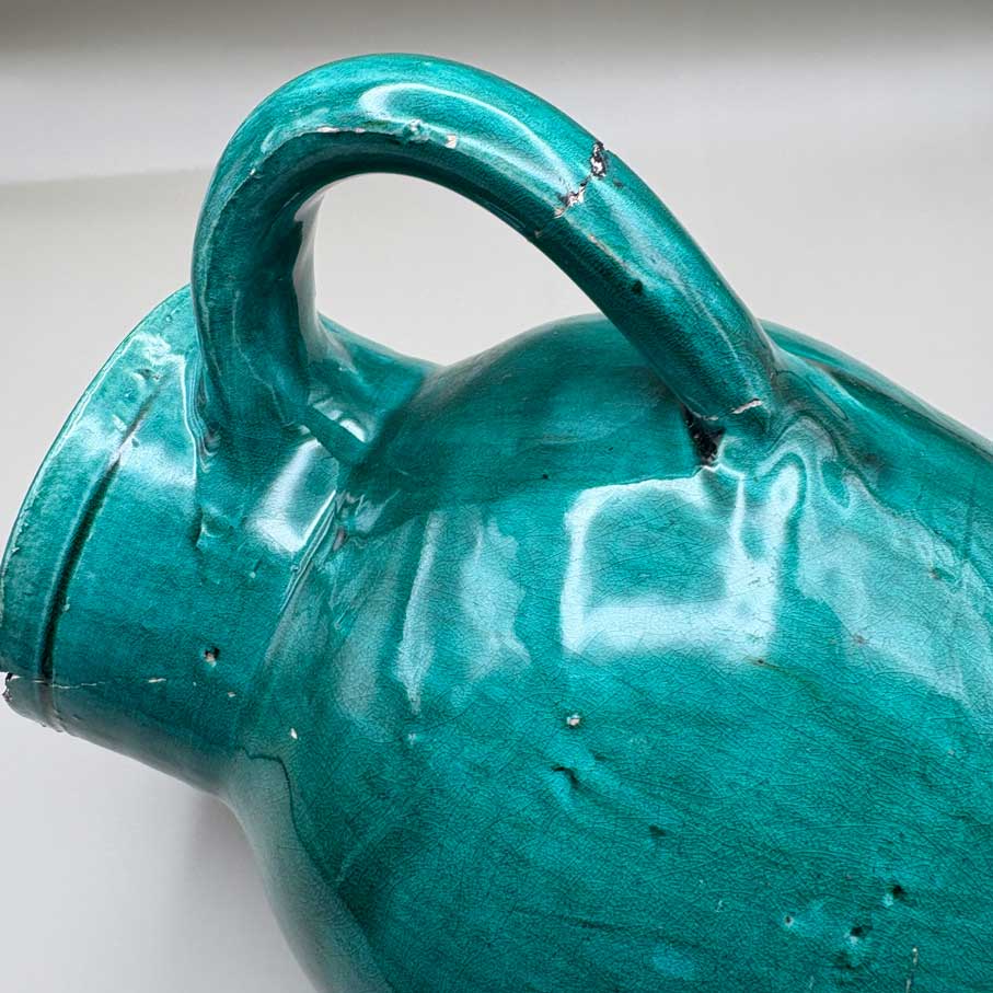 French Green Glazed Pitchers | Antique & Handmade Pottery | Trouver