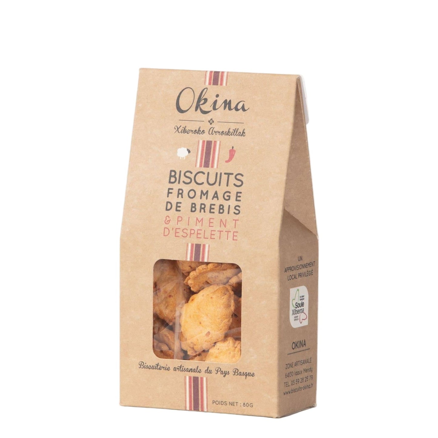 Kraft paper packaging of Okina cheese crackers French apperitifs appetizers