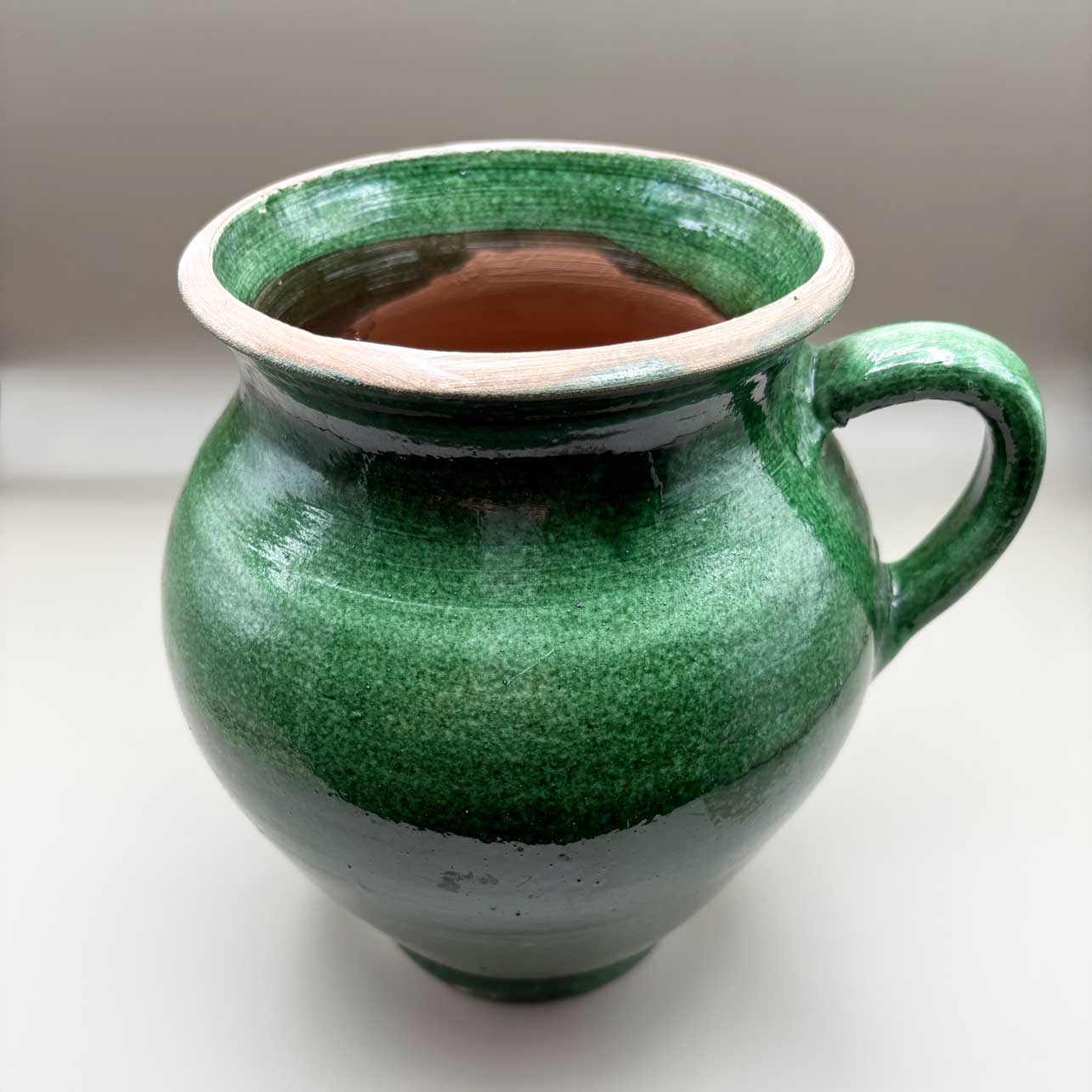 French Green Glazed Pitchers | Antique & Handmade Pottery | Trouver