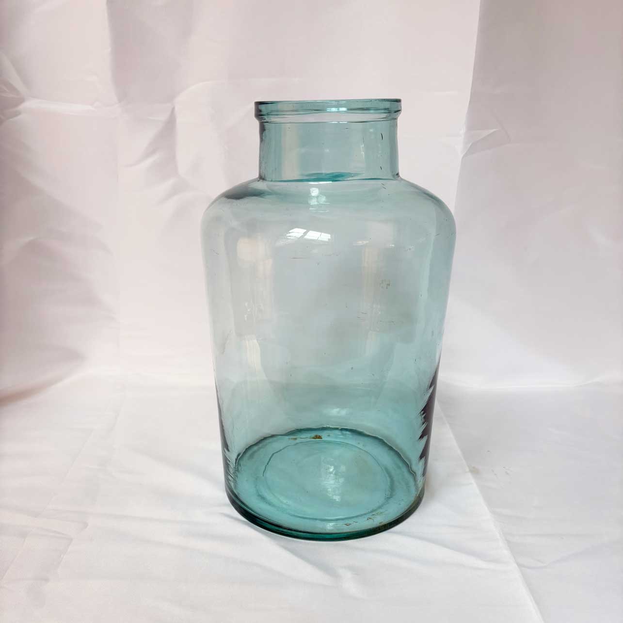 Clear glass vase on a white background