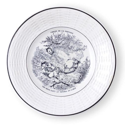 Set of Six French Vintage Fables de la Fountaine salad/dessert plates