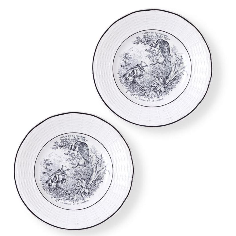 Set of Six French Vintage Fables de la Fountaine salad/dessert plates