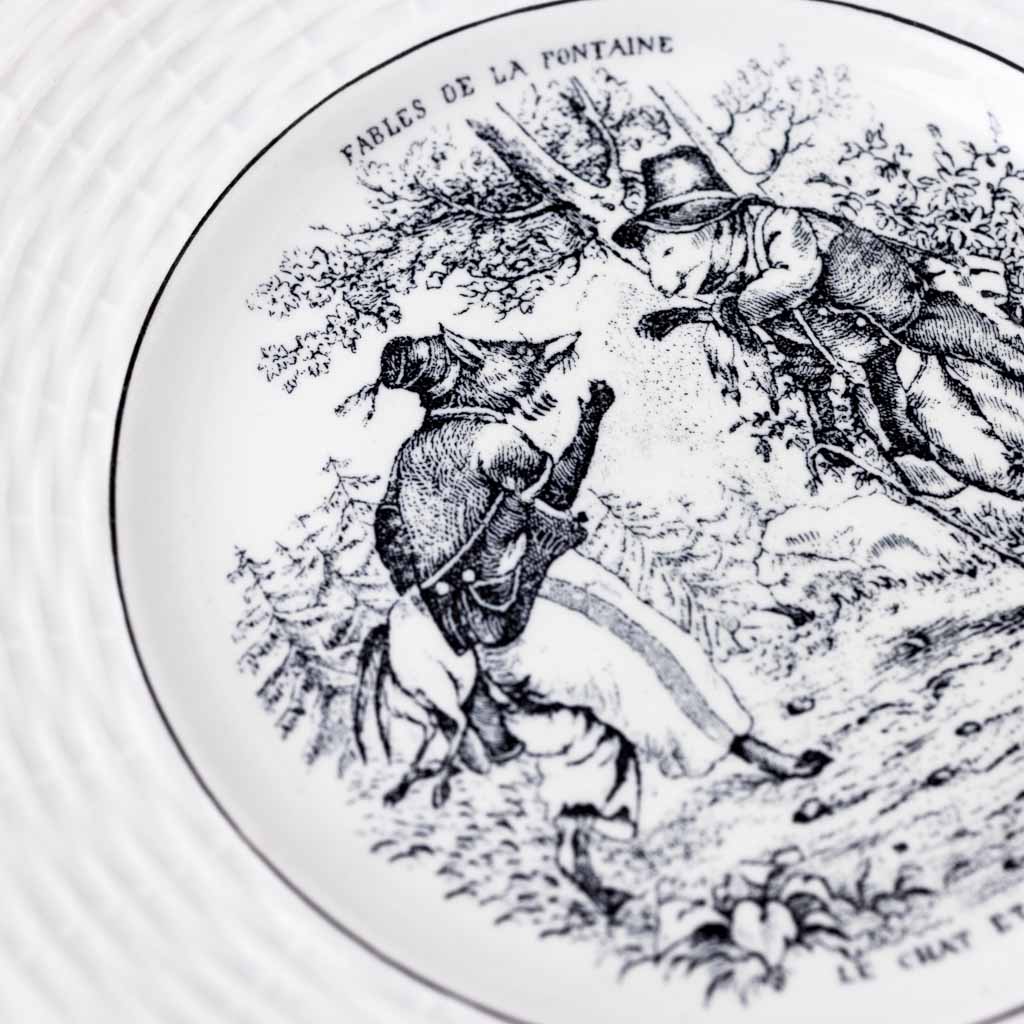 Set of Six French Vintage Fables de la Fountaine salad/dessert plates