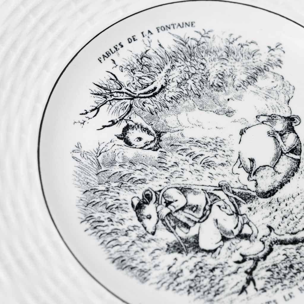 Set of Six French Vintage Fables de la Fountaine salad/dessert plates
