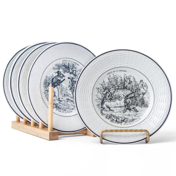 Set of Six French Vintage Fables de la Fountaine salad/dessert plates