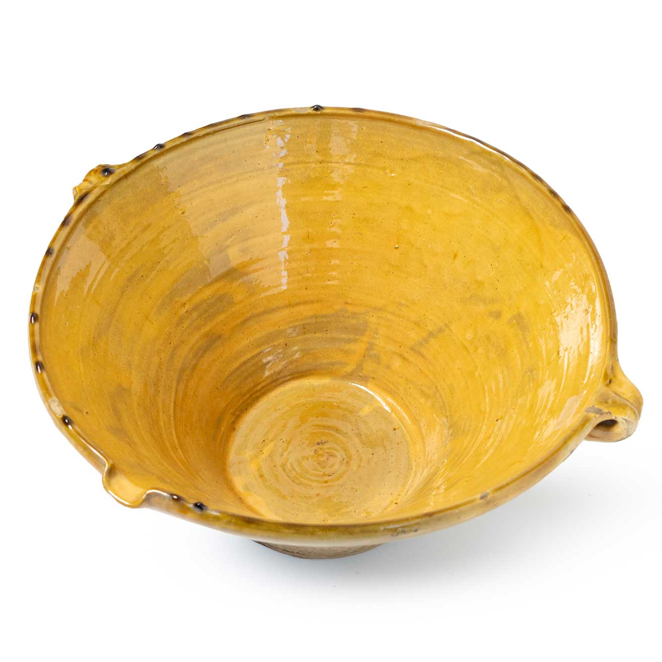 Large Antique French Tian | Mustard Glazed Pottery | Trouver