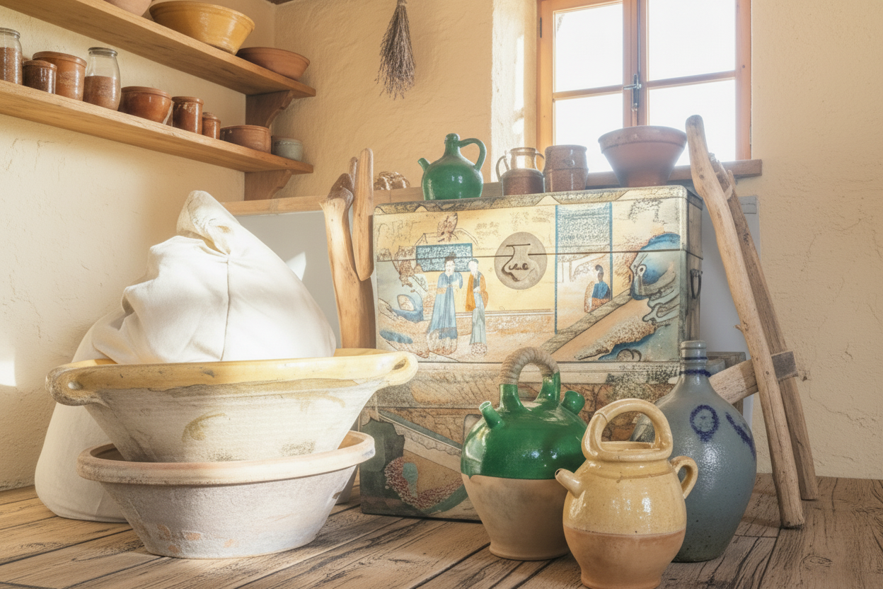 Antique French yellow glazed tian, Large