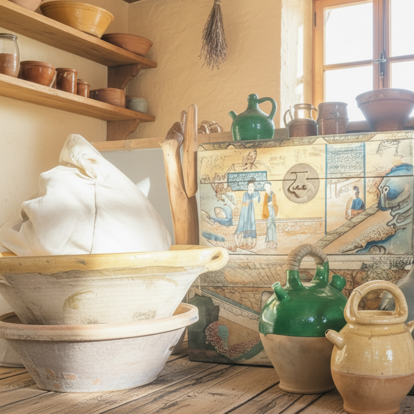 Antique French yellow glazed tian, Large