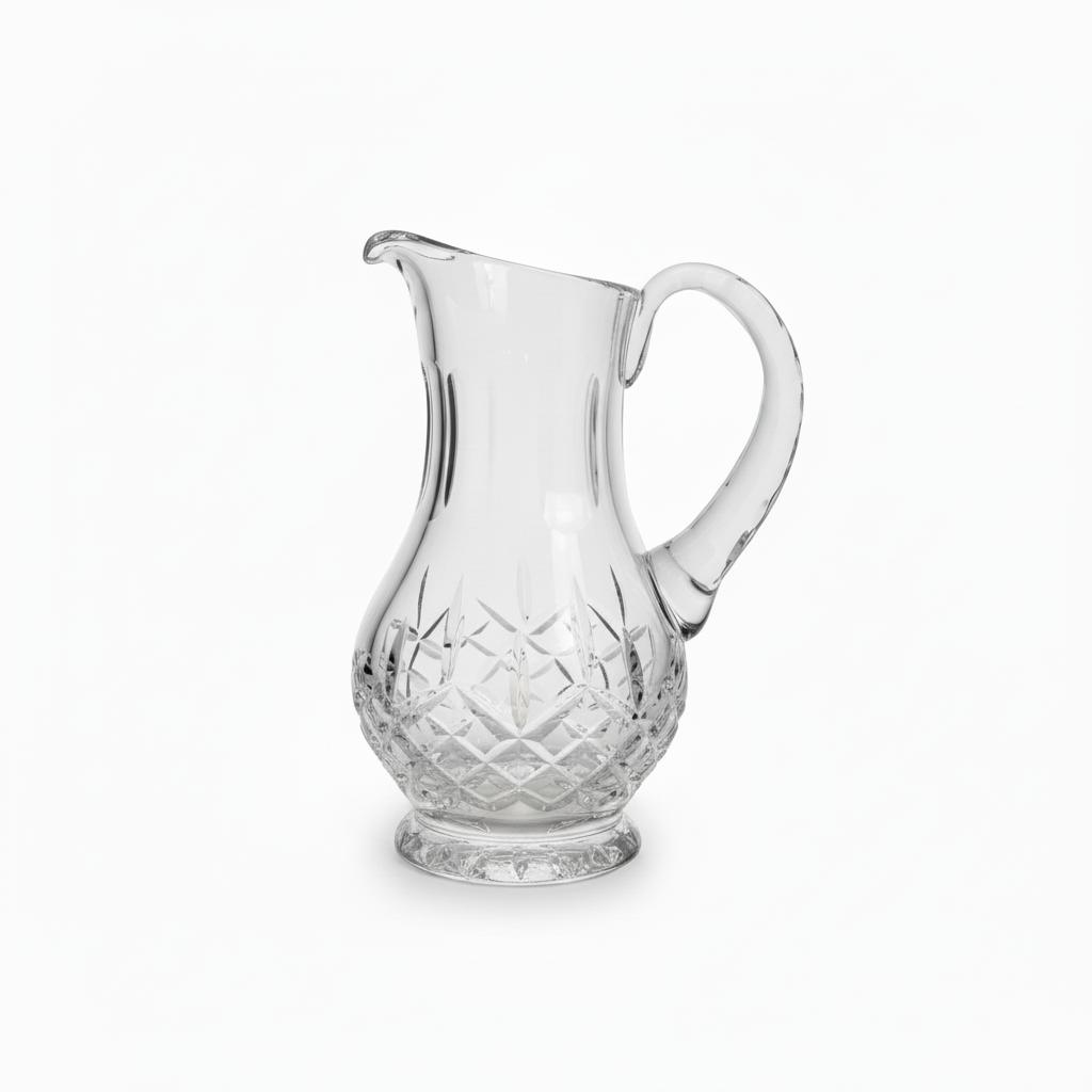 Large European, 24 percent lead crystal hand cut pitcher