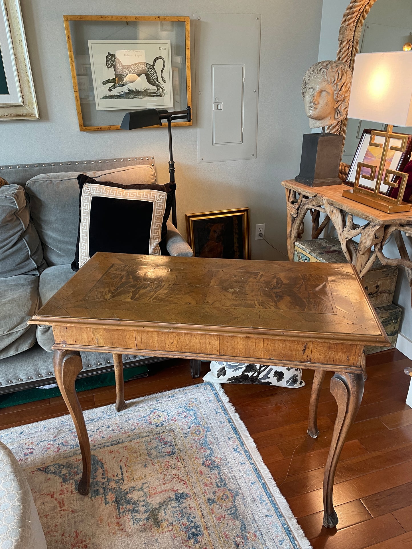 Exquisite Louis XV inspired Northern Italian parquetry side table, c. 1770