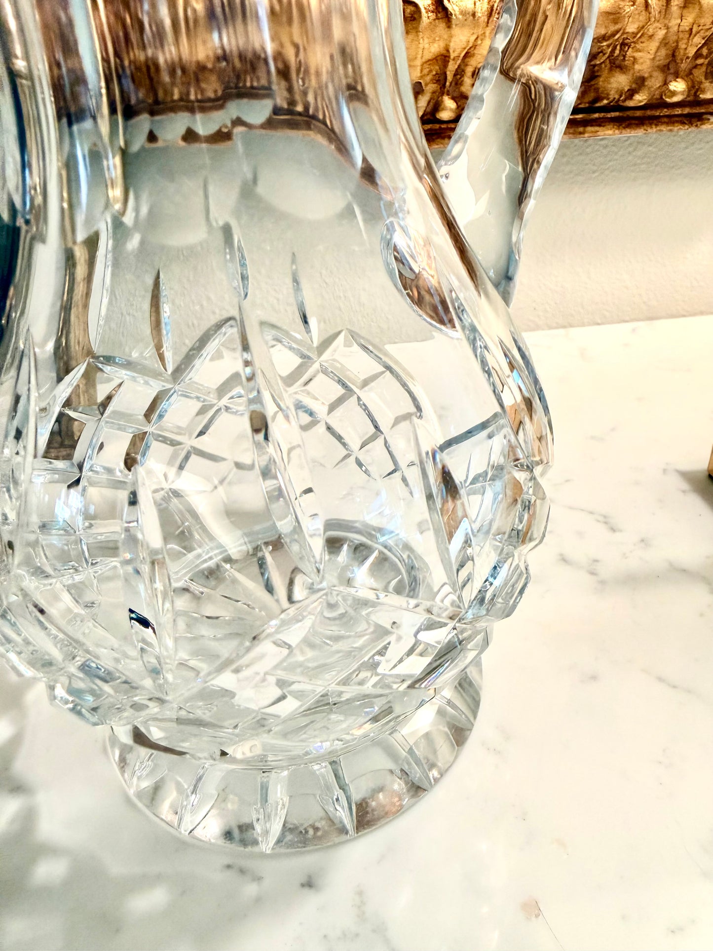 Large European, 24 percent lead crystal hand cut pitcher