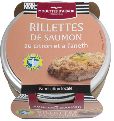 French Gourmet Spread. Mouettes d'Arvor Salmon rillettes w/ lemon & dill