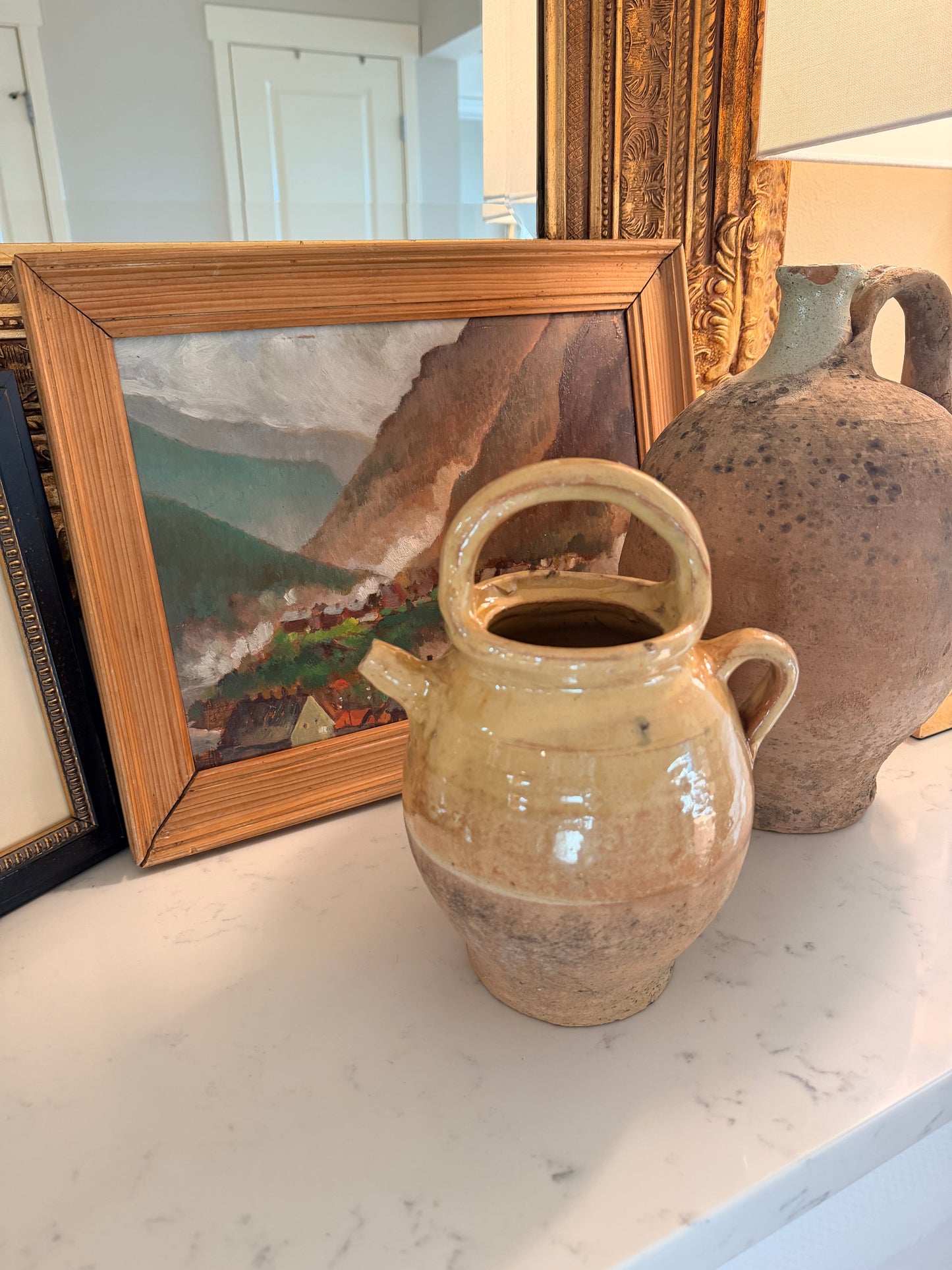 French mustard glazed small water pitcher