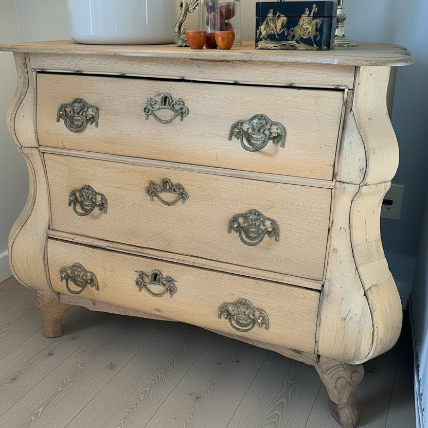 Antique Dutch Bombé Chest Pine Dresser Commode 19th C.