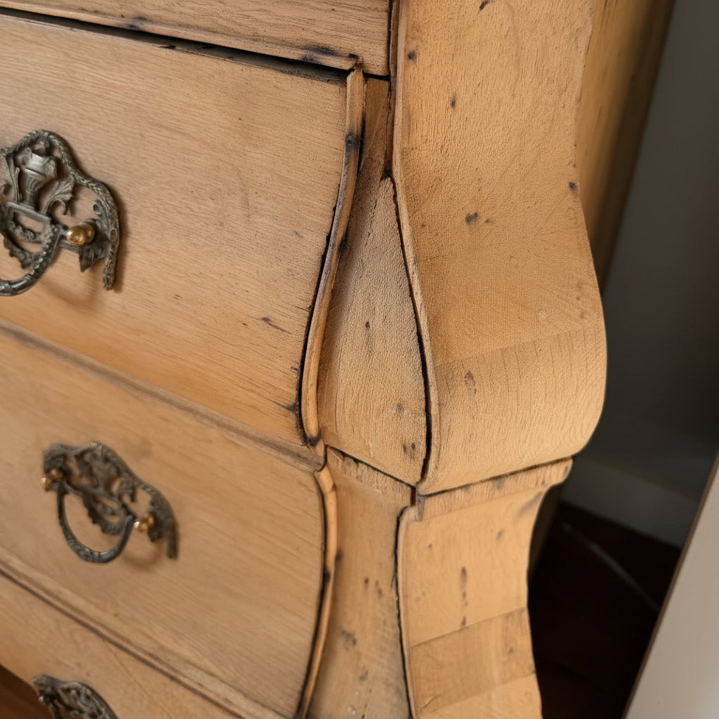 Antique Dutch Bombé Chest Pine Dresser Commode 19th C.