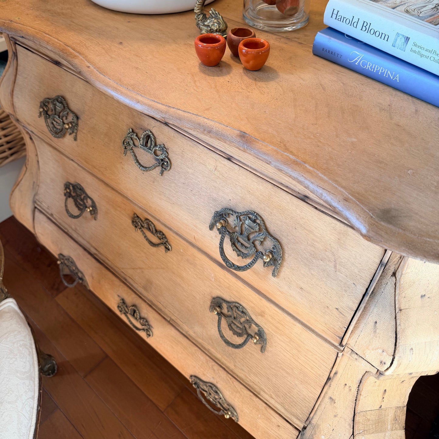 Antique Dutch Bombé Chest Pine Dresser Commode 19th C.