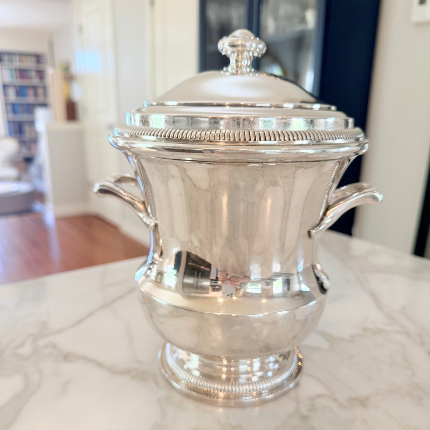 Antique French Silver Plate Ice Bucket | Art Deco Barware from Rouen, c. 1920s–1930s