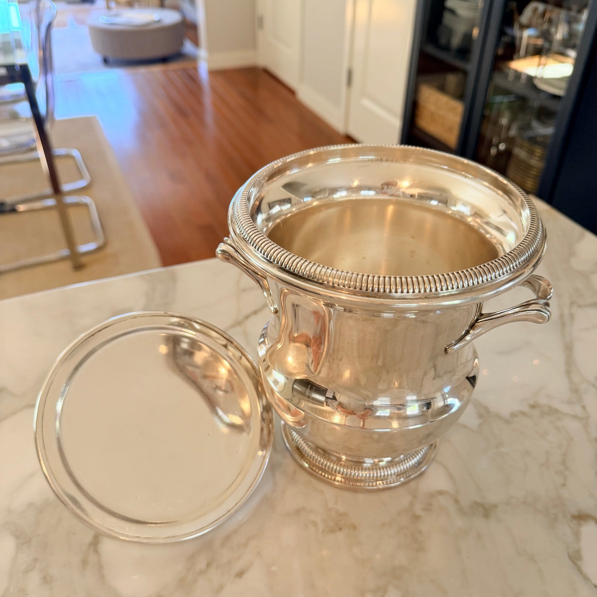 Antique French Silver Plate Ice Bucket | Art Deco Barware from Rouen, c. 1920s–1930s