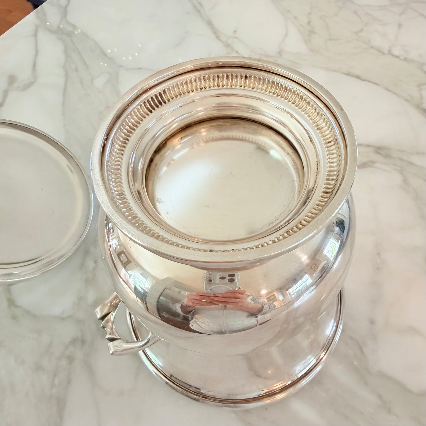 Antique French Silver Plate Ice Bucket | Art Deco Barware from Rouen, c. 1920s–1930s