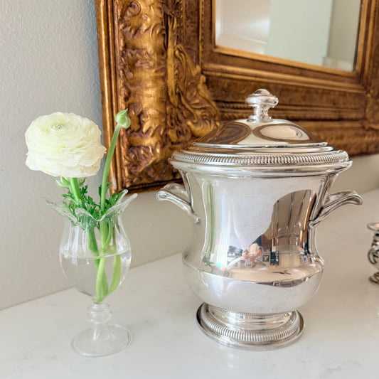Antique French Silver Plate Ice Bucket | Art Deco Barware from Rouen, c. 1920s–1930s