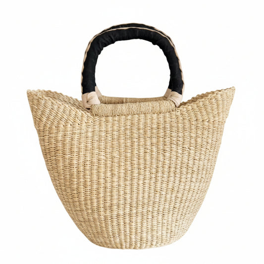 Bolga Weave Mini-Tote Handbag Basket | Natural Handwoven Market Basket