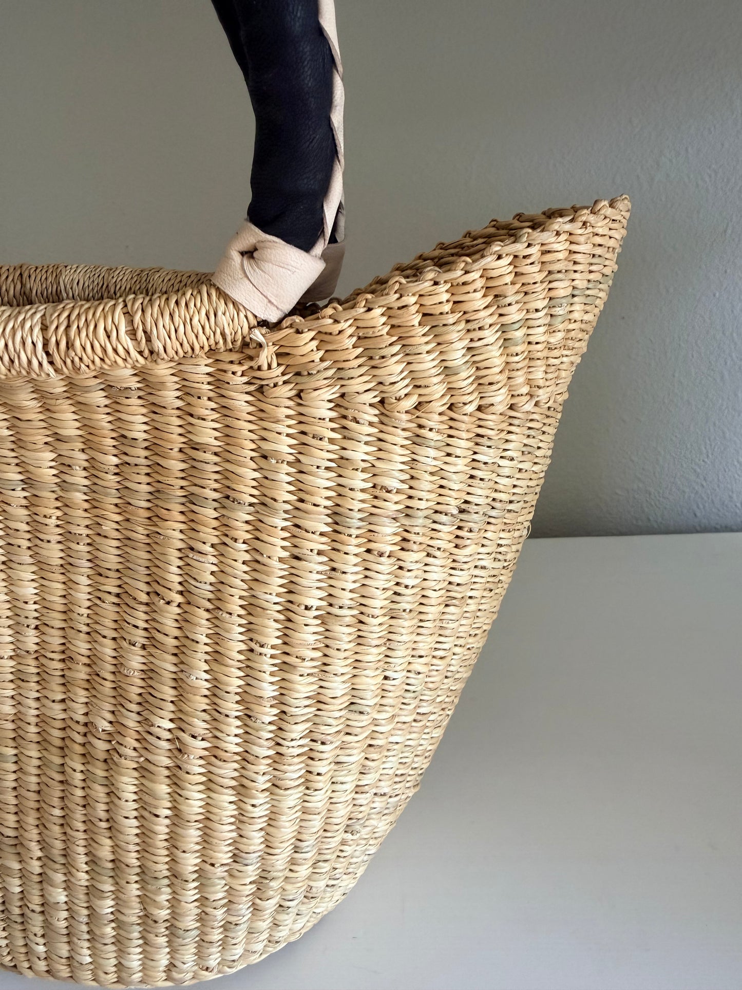 Bolga Weave Mini-Tote Handbag Basket | Natural Handwoven Market Basket