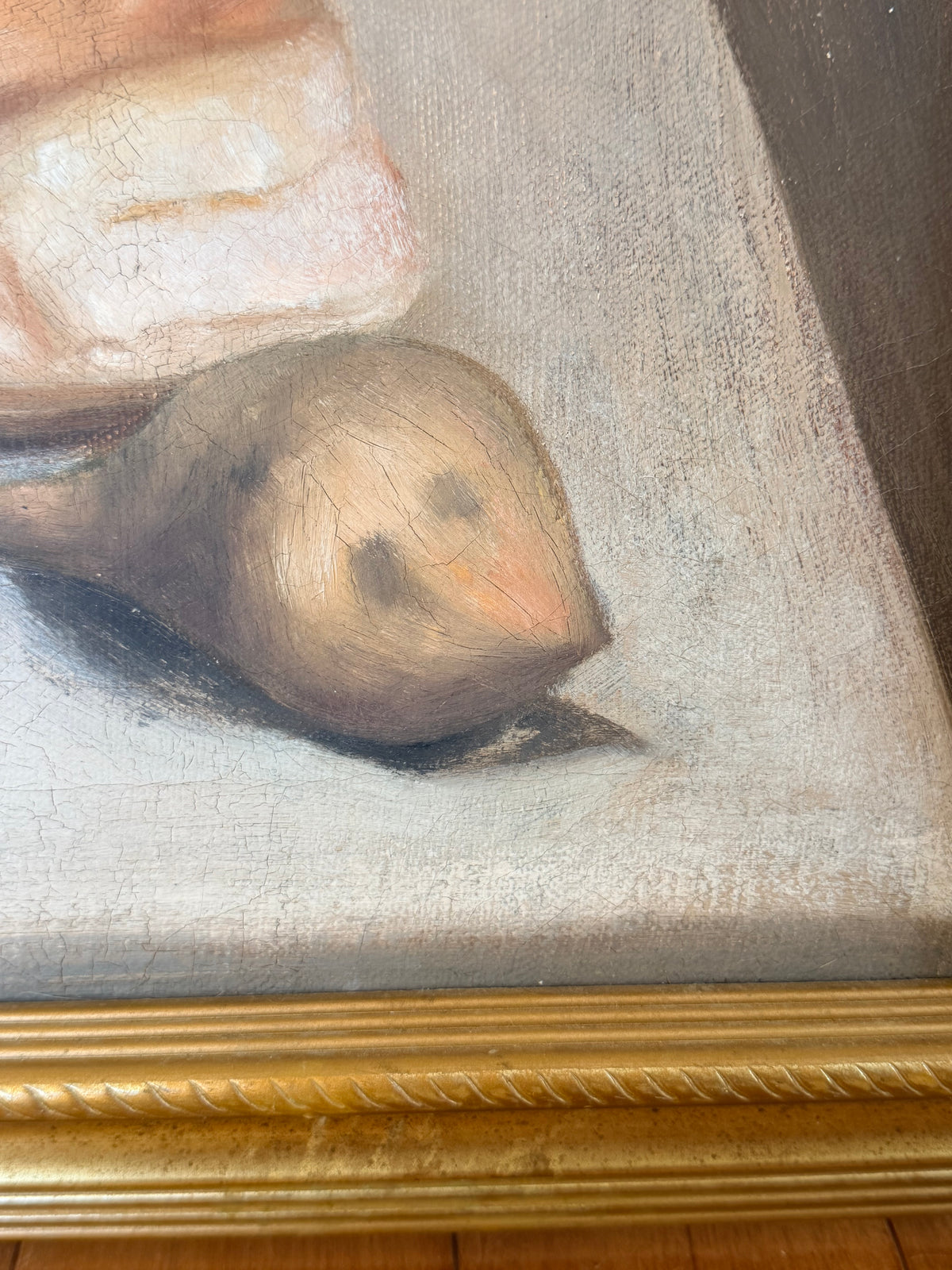 Still life French antique oil painting of fall harvest impressionist movement