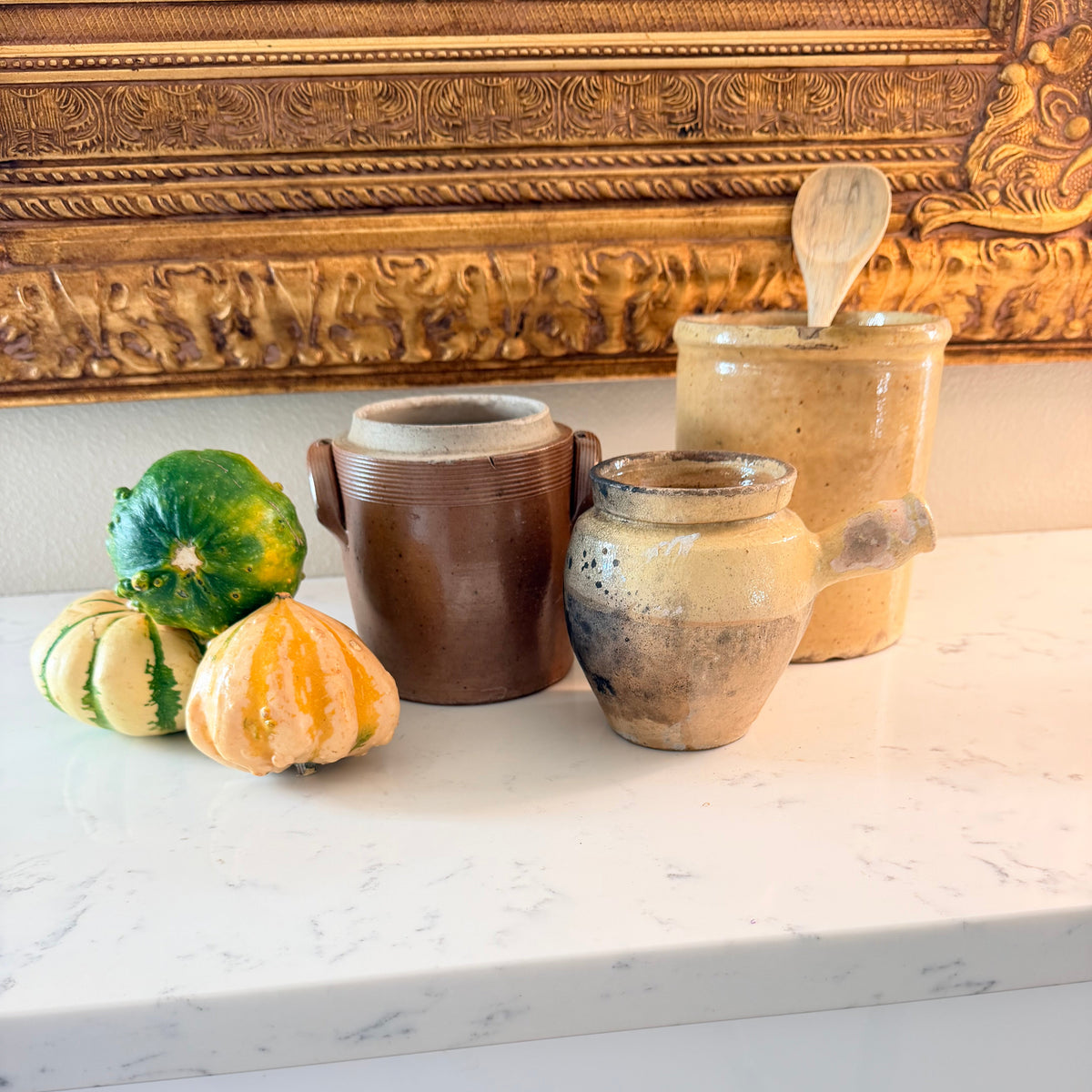 Rare, yellow-glazed antique confit pot brings the warm beauty of traditional southern French glazed pottery to any home, kitchen or table.