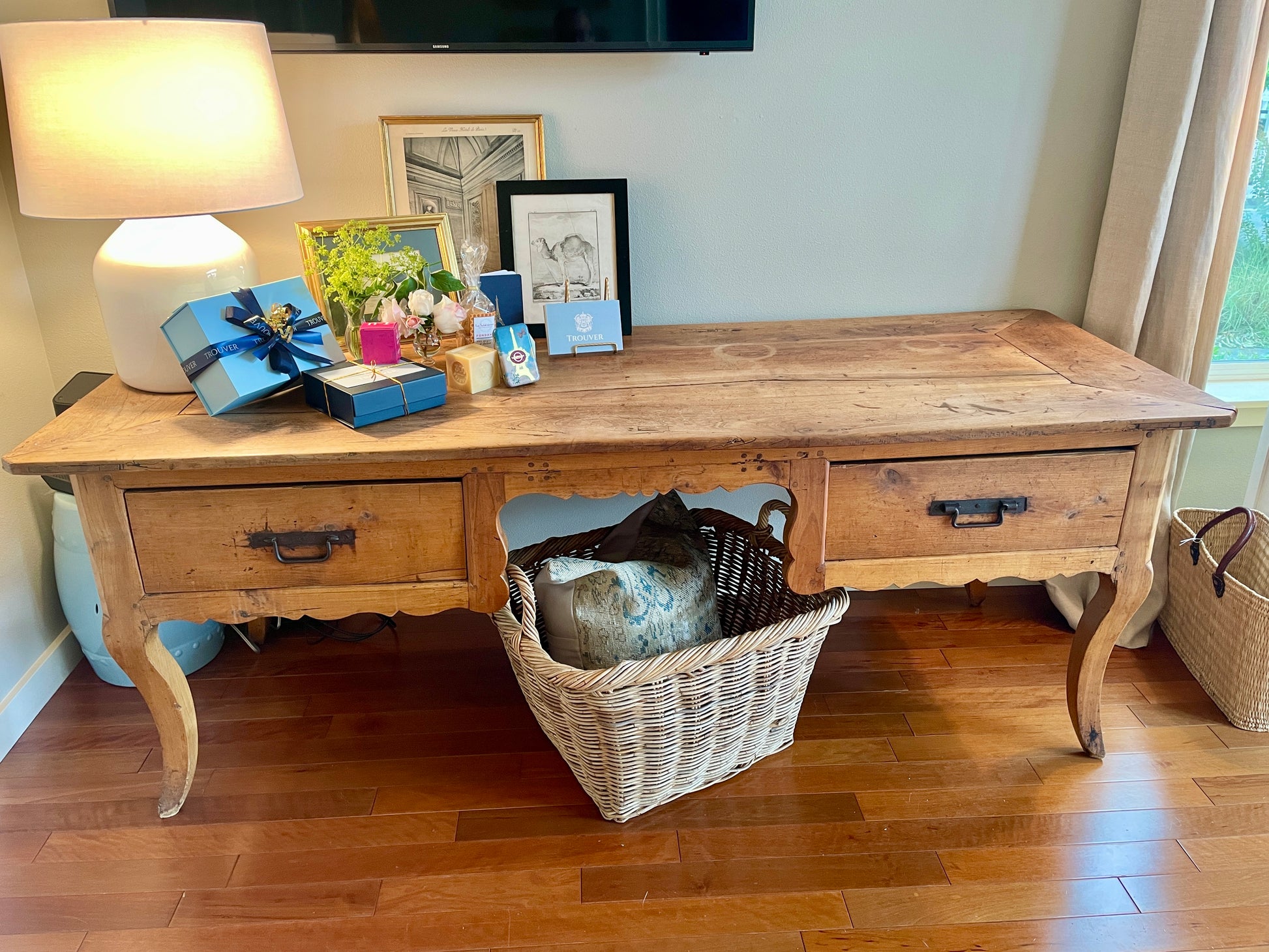 18th C. Louis XV Provencal 2 Drawer Desk Writing Table Baker's Table