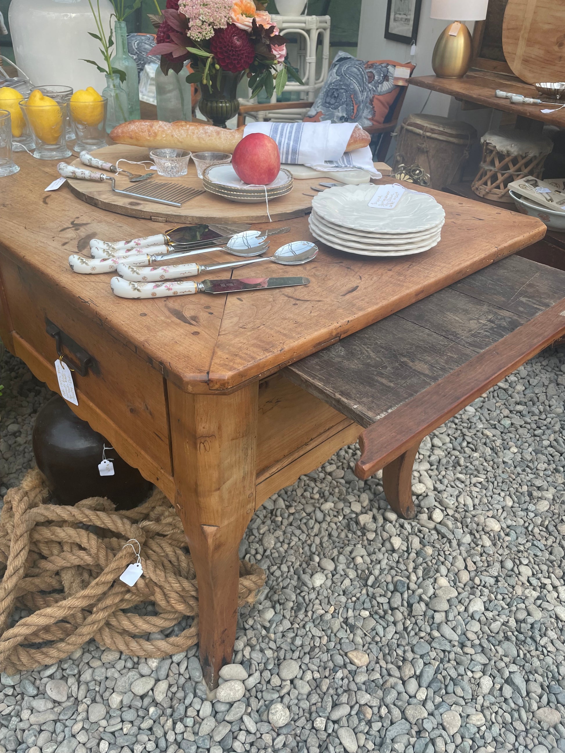 18th C. Louis XV Provencal 2 Drawer Desk Writing Table Baker's Table
