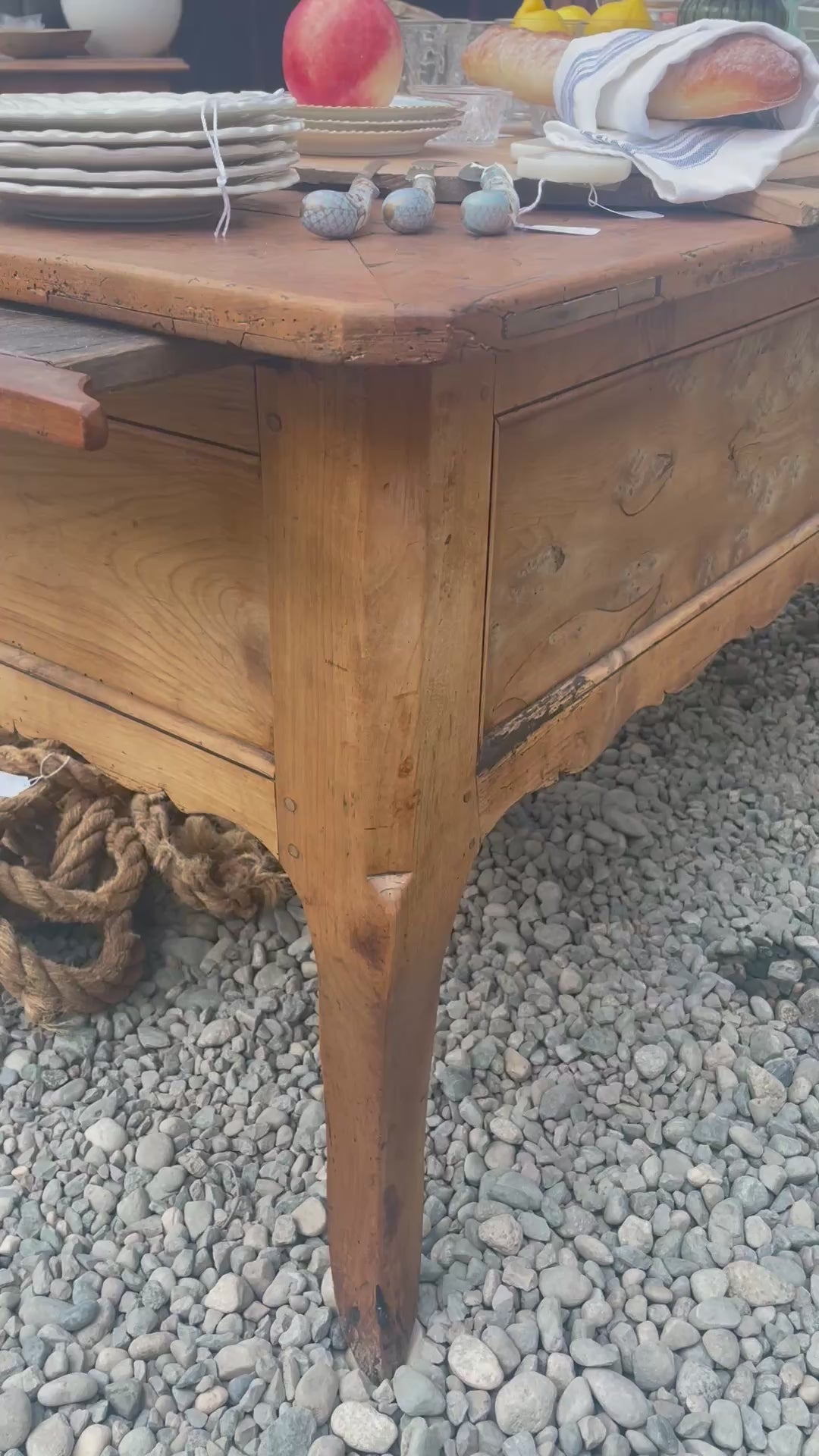 18th C. Louis XV Provencal 2 Drawer Desk Writing Table Baker's Table