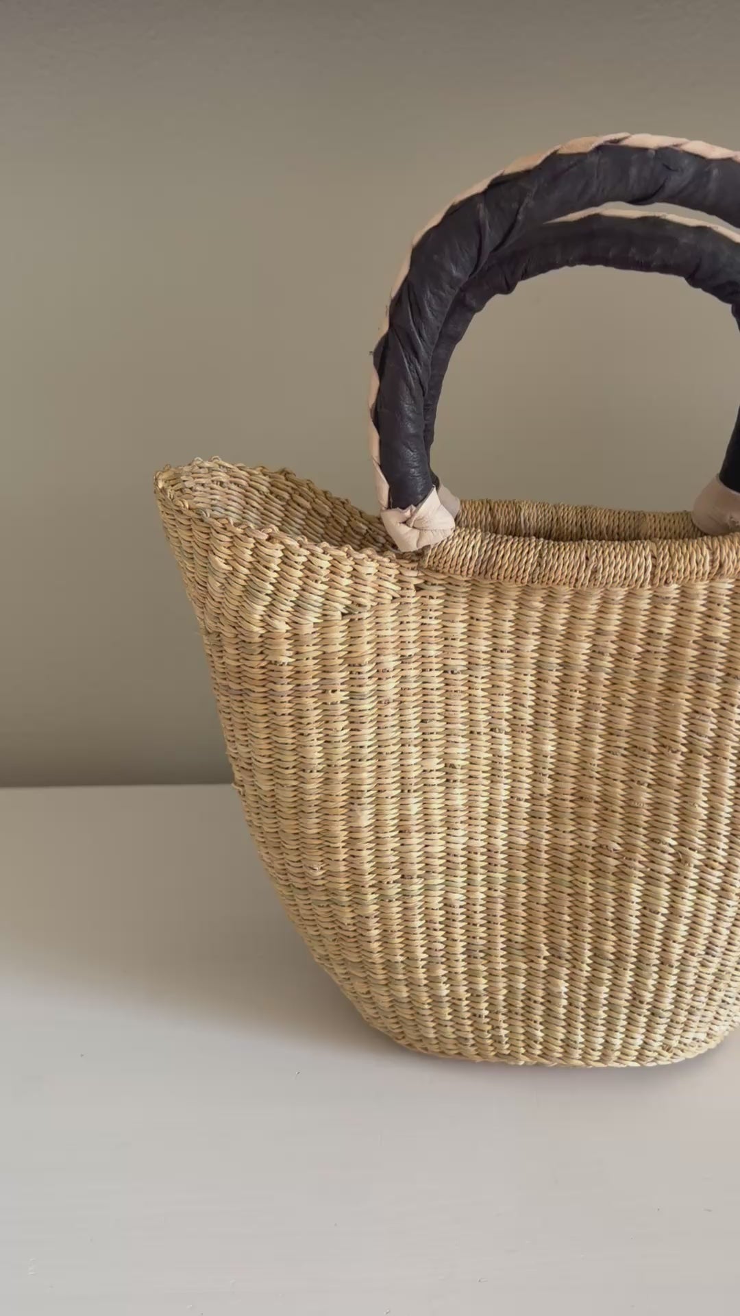 Bolga Weave Mini-Tote Handbag Basket | Natural Handwoven Market Basket