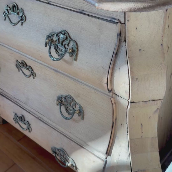 Antique Dutch Bombé Chest Pine Dresser Commode 19th C.