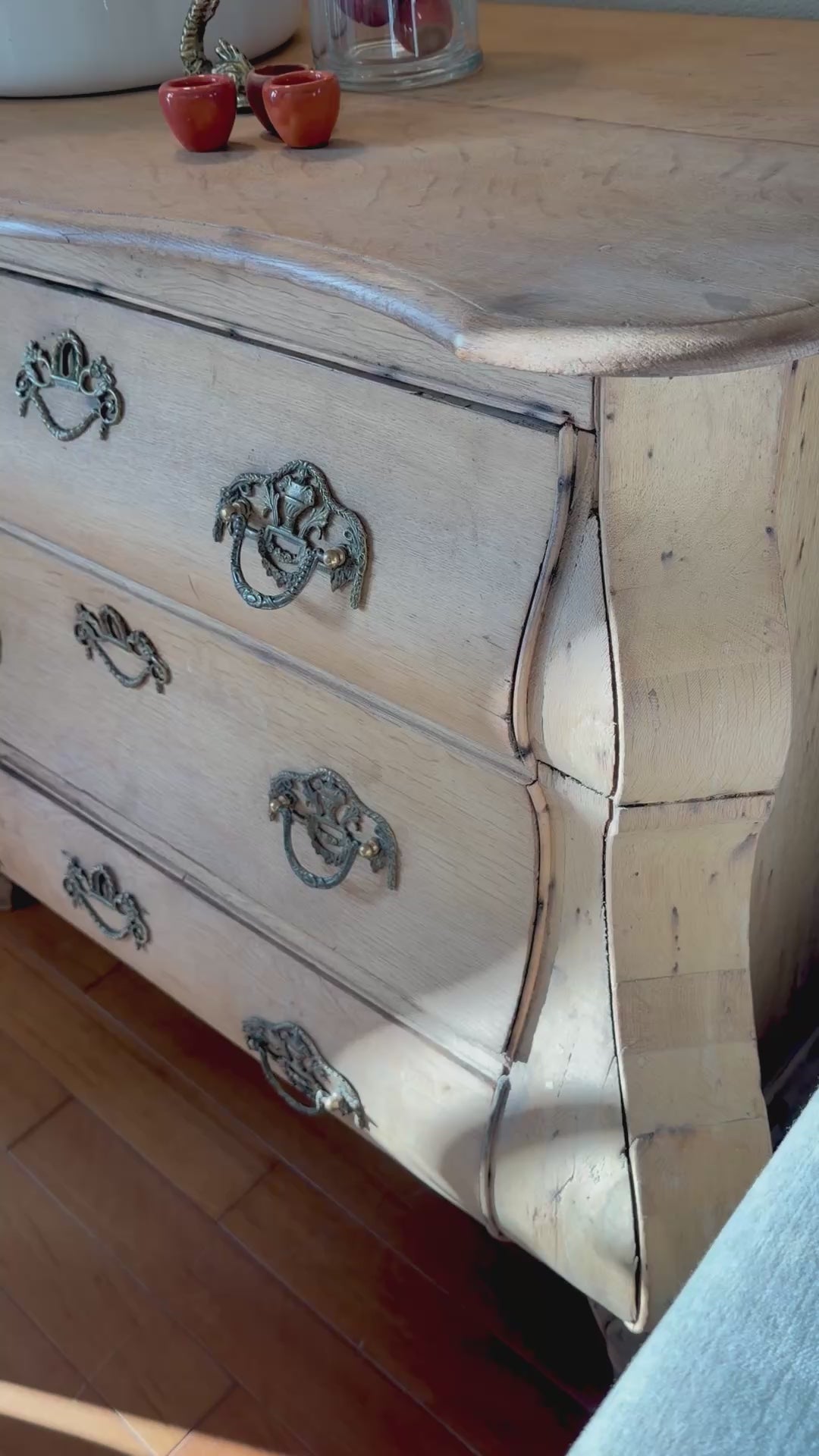 Antique Dutch Bombé Chest Pine Dresser Commode 19th C.
